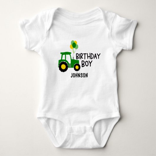 Birthday Boy Traktor Baby Strampler (Vorderseite)