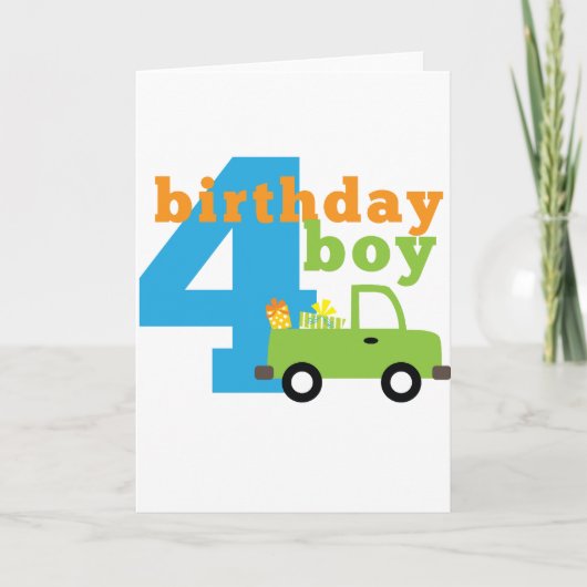 Birthday Boy Truck 4 Karte (Vorderseite)