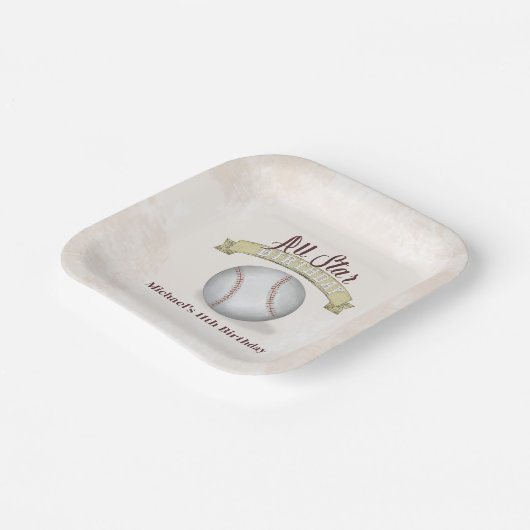 Birthday Boy Vintag Baseball Pappteller (Gewinkelt)