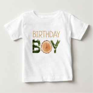 Birthday Boy Watercolor Woodland  Baby T-shirt