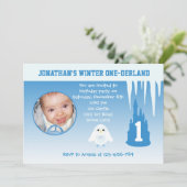 Birthday Boy Winter Onederland Einladung (Stehend Vorderseite)