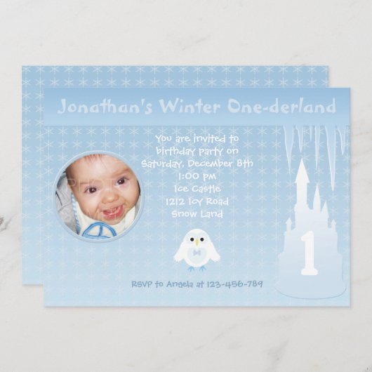 Birthday Boy Winter Onederland Einladung (Vorne/Hinten)