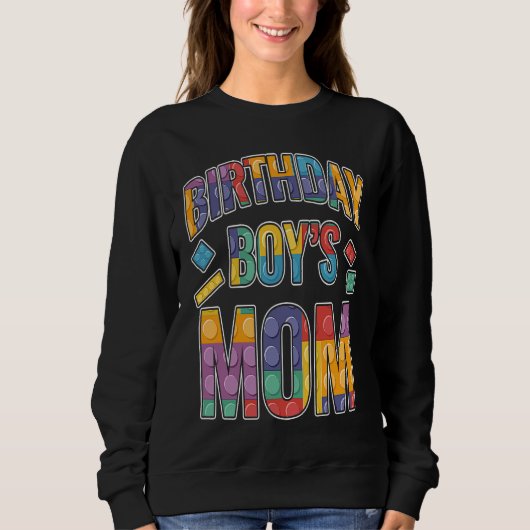 Birthday Boy's Mom Building Blocks 3 Sweatshirt (Vorderseite)