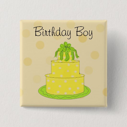 Birthday Boys Yellow Cake Button (Vorderseite)