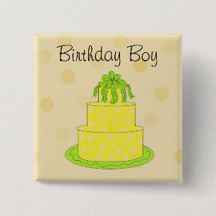 Birthday Boys Yellow Cake Button