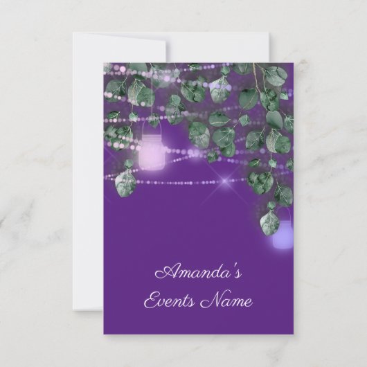 Birthday Brautparty Light Jar Lila Blue Einladung (Rückseite)