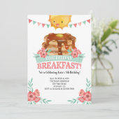 Birthday Breakfast Girls Pancake Einladung (Stehend Vorderseite)