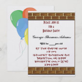 Birthday Brick Party Balloon Pattern Destiny Savvy Einladung (Vorne/Hinten)