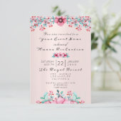 Birthday Bridal Floral Böhmen Eggplant Kraft Pink Einladung (Stehend Vorderseite)