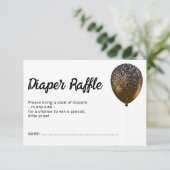 Birthday Bronze Glamour Ballon Diaper Raffle Einladung (Stehend Vorderseite)