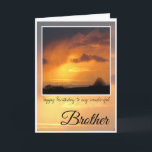 Birthday Brother, Bright Sun D'Storm Clouds Karte<br><div class="desc">Happy Birthday Brother. Deep orange sun glowing hinter dem Rad von Dark,  wispy storm clouds. Text Says: Happy Birthday to my wonderful Brother. Inside card is blank.</div>