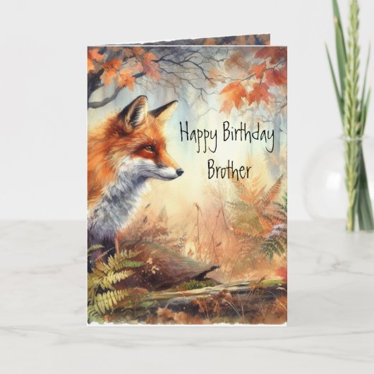 Birthday Brother Fox Forest Wildlife Animals Art Karte (Vorderseite)
