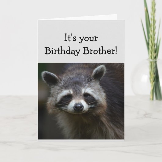 Birthday BROTHER Fuge Age Spaß Sad Raccoon Spaß Karte (Vorderseite)