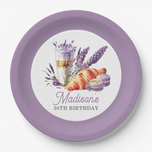 Birthday Brunch Aquarellbilder und Croissant Pappteller (Vorderseite)