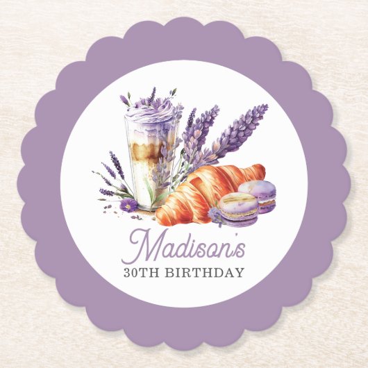 Birthday Brunch Aquarellbilder und Croissant Untersetzer (Vorderseite)