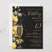 Birthday Brunch Balloons & Champagne Einladung (Vorderseite)