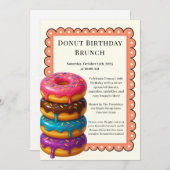 Birthday Brunch Party | Pfannkuchen und Donuts Einladung (Vorne/Hinten)