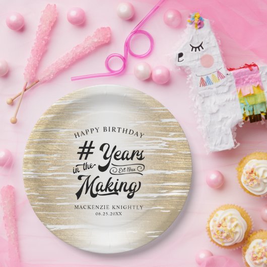 Birthday Brushed Gold JAHRE IM MAKING Paper Pl Pappteller (Party)