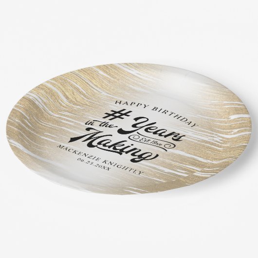 Birthday Brushed Gold JAHRE IM MAKING Paper Pl Pappteller (Schrägansicht)