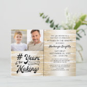 Birthday Brushed Gold Years in the Making Foto Einladung (Stehend Vorderseite)