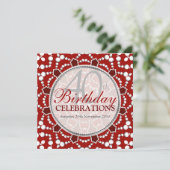 Birthday Bubbles Celebrations Red+White Einladung (Stehend Vorderseite)