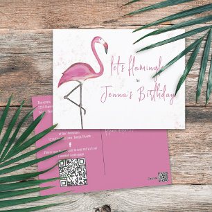 Birthday Budget Watercolor Pink Flamingo Einfach Postkarte