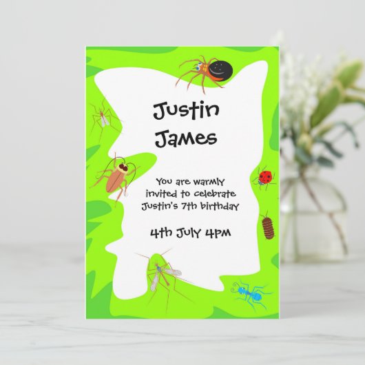 Birthday Bugs Party Einladung (Stehend Vorderseite)
