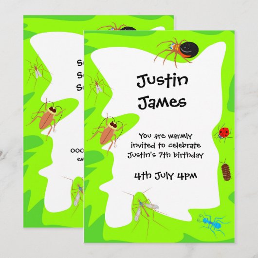 Birthday Bugs Party Einladung (Vorne/Hinten)