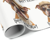 Birthday Bulldog mit einer Cap und Sonnenbrille Geschenkpapier (Rolleneckpunkt)