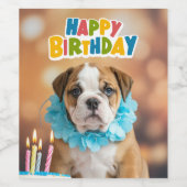 Birthday Bulldog Weinetikett (Einzelnes Label)