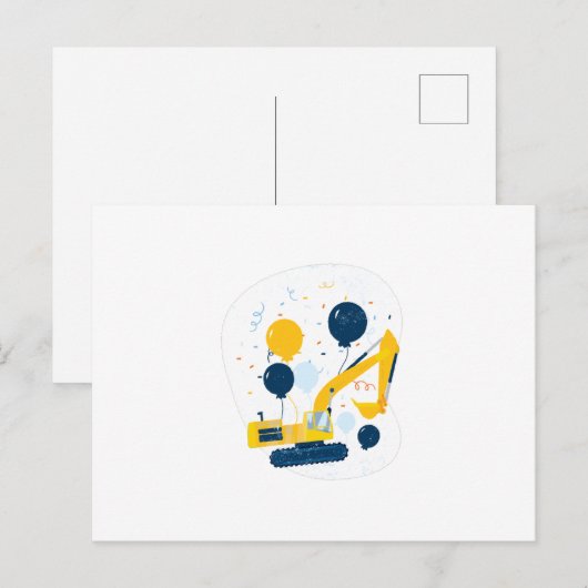 Birthday Bulldozer Postkarte (Vorne/Hinten)