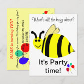 Birthday Bumble Bee Party Balloons Einladungen (Vorne/Hinten)