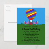 Birthday Bunny Balloon #3 Einladung Postcard (Vorne/Hinten)