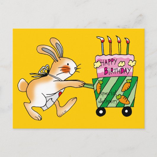 Birthday Bunny Cake Postkarte (Vorderseite)