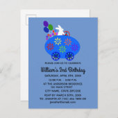 Birthday Bunny Egg Car #2 Einladung Postkarte (Vorne/Hinten)