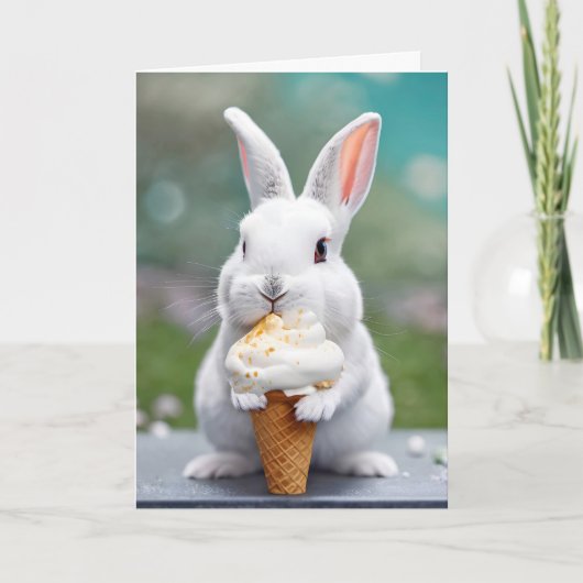 Birthday Bunny Eis an Ice Creme Cone Karte (Vorderseite)