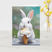 Birthday Bunny Eis an Ice Creme Cone Karte (Gelbe Blume)