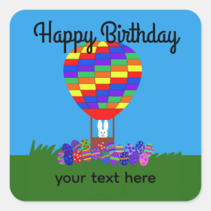 Birthday Bunny Hot Air Ballon #2 Stickers