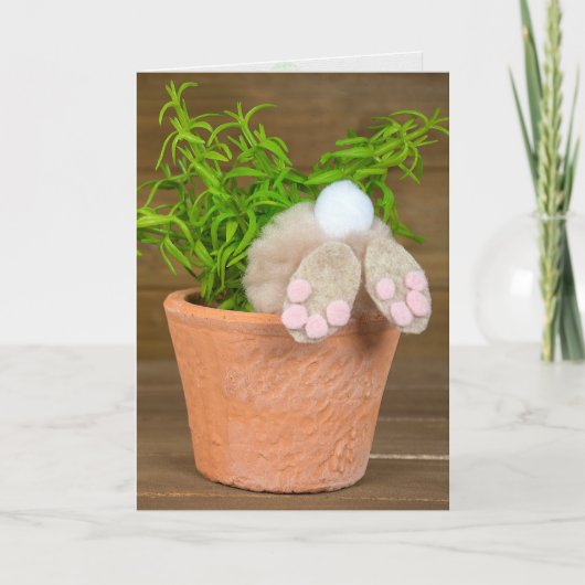 Birthday Bunny in Flower Pot Karte (Vorderseite)