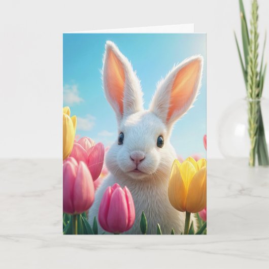 Birthday Bunny in Tulip Karte (Vorderseite)