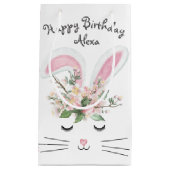 Birthday Bunny mit Blume und Gingham Kleine Geschenktüte (Vorderseite)