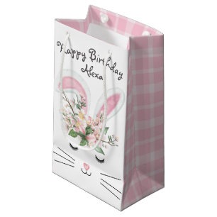 Birthday Bunny mit Blume und Kariert Kleine Geschenktüte