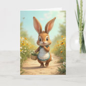 Birthday Bunny mit Daisy Basket Karte (Vorderseite)