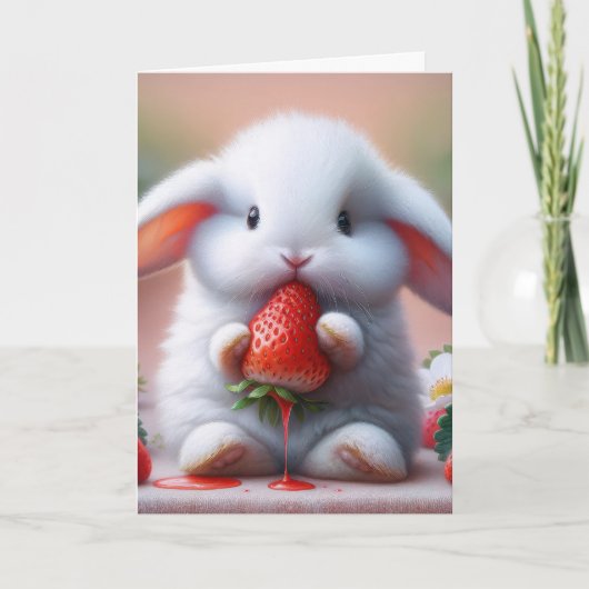 Birthday Bunny mit Juicy Strawberry Karte (Vorderseite)
