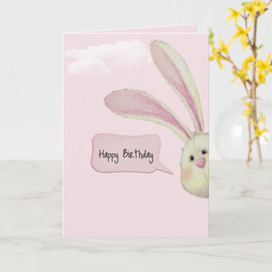Birthday Bunny on Pink Karte (Gelbe Blume)