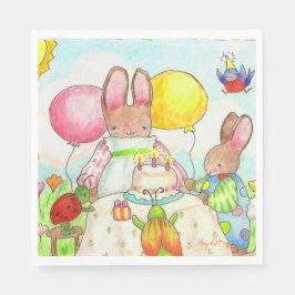Birthday Bunny Paper Napkins Serviette