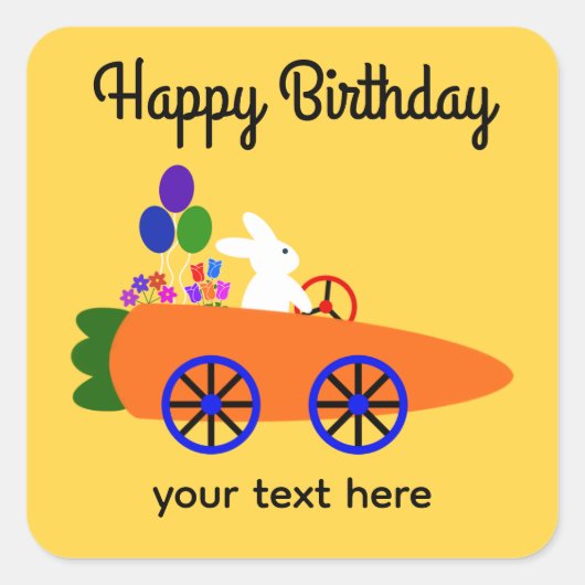 Birthday Bunny Riding Carrot Auto #2 Stickers (Vorderseite)
