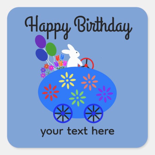 Birthday Bunny Riding Egg Auto #2 Stickers (Vorderseite)