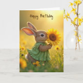Birthday Bunny Sniffen a Gelbe Sonnenblume Karte (Gelbe Blume)