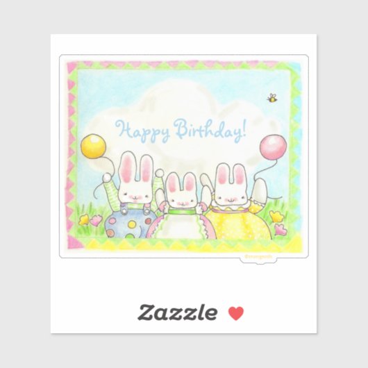 Birthday Bunny und Balloon Sticker (Blatt)